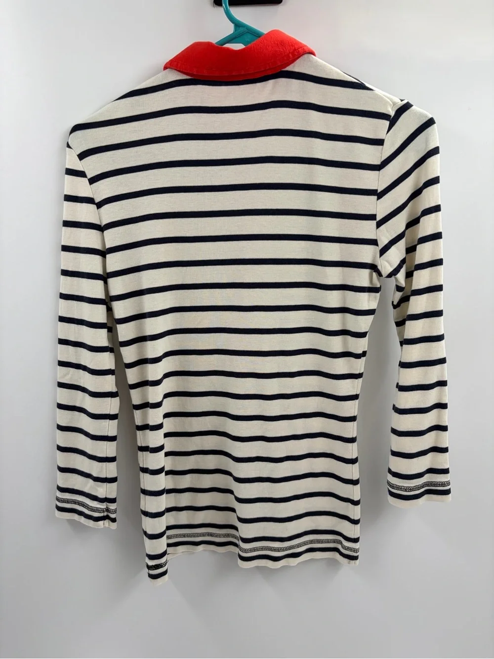 Tory burch polo long sleeve stripped orange pima cotton button up shirt size xs